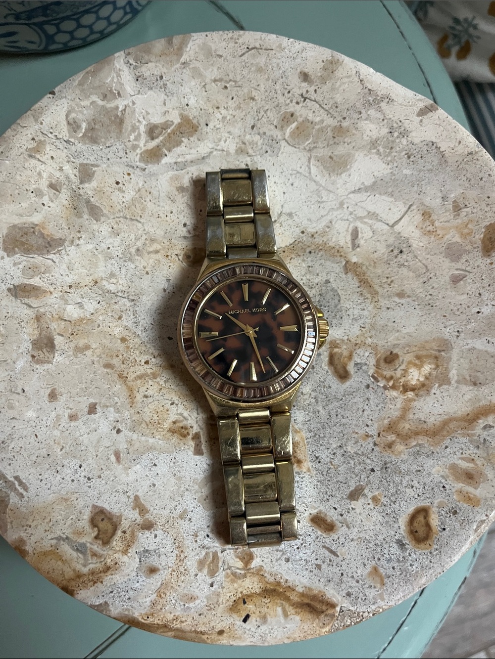 Michael Kors Gold and Tortoiseshell Bracelet Watch